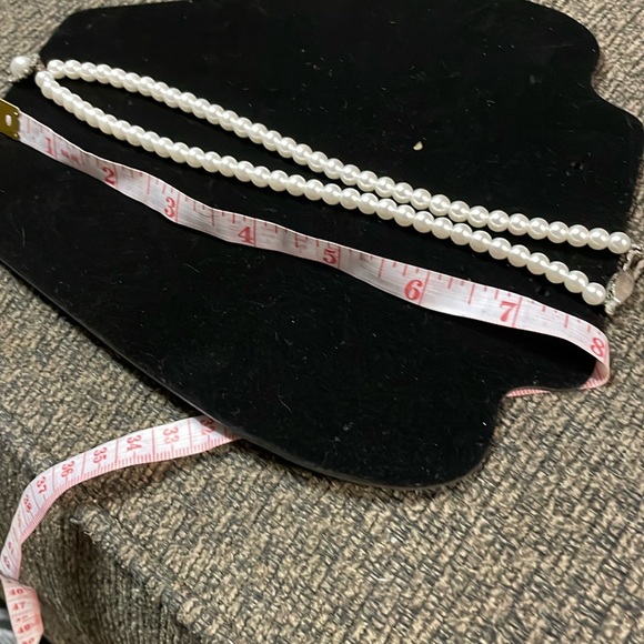 Vintage Pearl Necklace silver rhinestone & pearl pendant - Picture 7 of 7